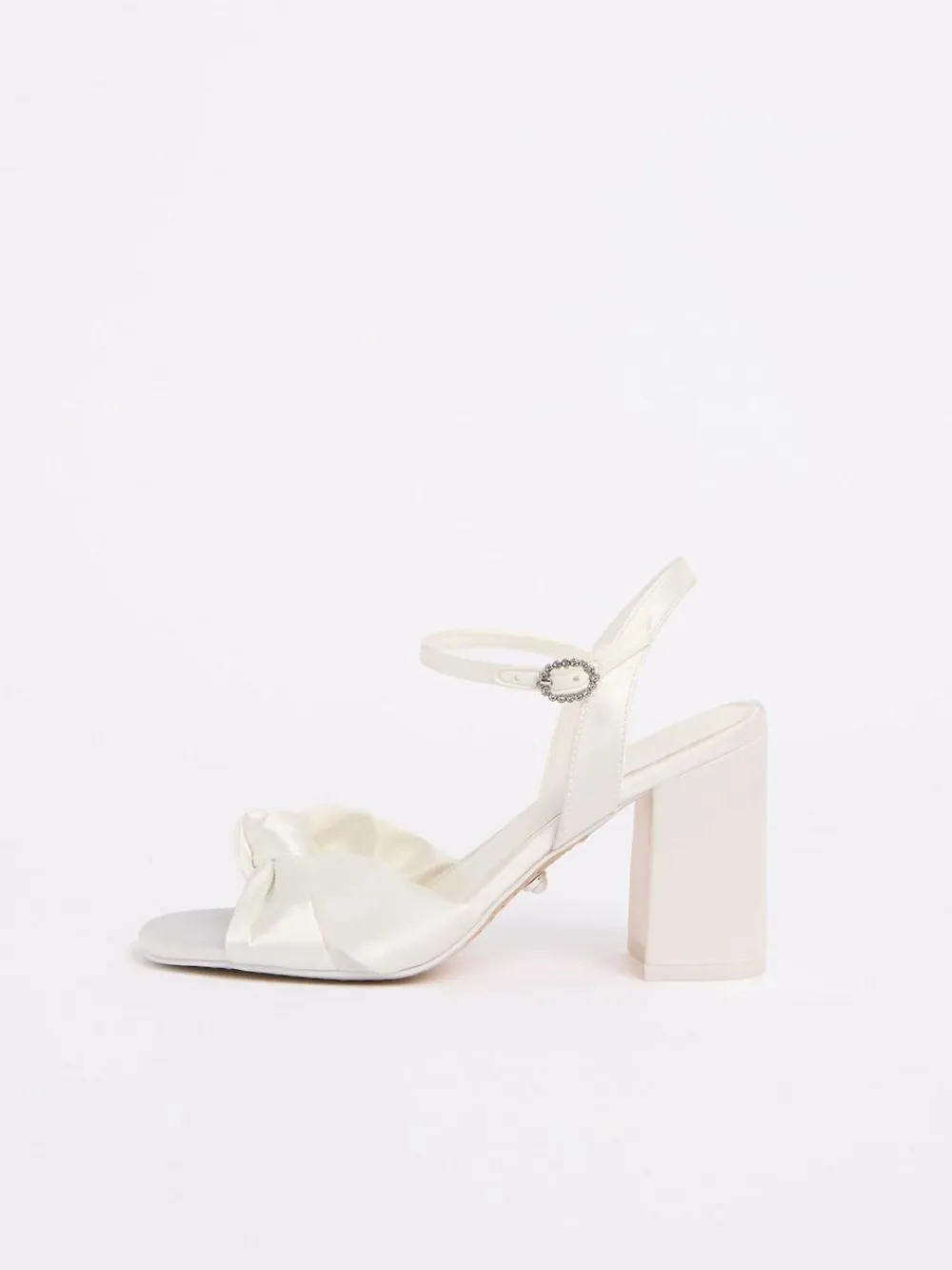 Lipsy White Wide Fit Knot Block Platform Bridal Mid Heel Wedding Sandals^Women Wide Fit & Extra Wide Fit|Heels