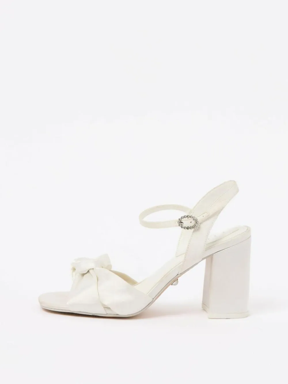 Lipsy White Wide Fit Knot Block Bridal Mid Heel Wedding Sandals^Women Wide Fit & Extra Wide Fit|Heels