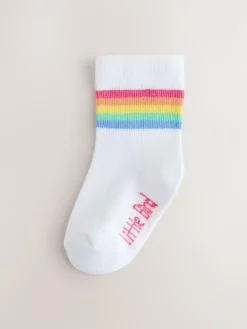 Hot Little Bird by Jools Oliver White Pastel Rainbow Stripe Socks Baby 5 Pack