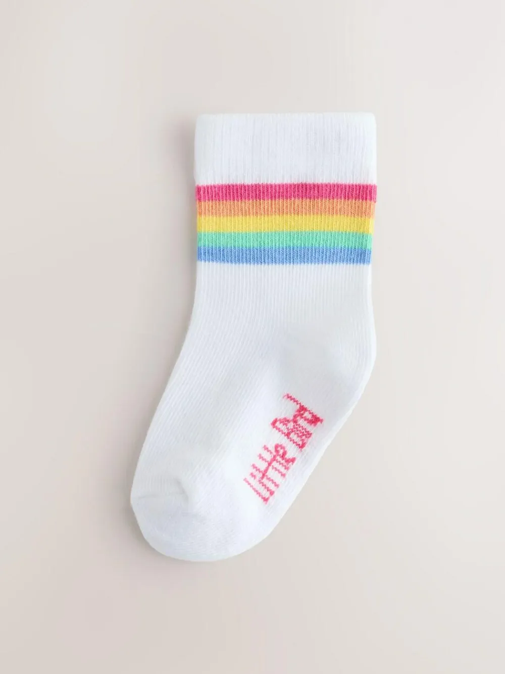 Hot Little Bird by Jools Oliver White Pastel Rainbow Stripe Socks Baby 5 Pack