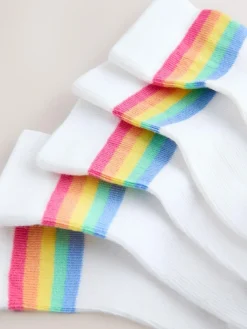 Hot Little Bird by Jools Oliver White Pastel Rainbow Stripe Socks Baby 5 Pack