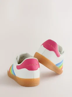 Hot Little Bird by Jools Oliver Older Gum Sole Trainers with Rainbow Stripe White