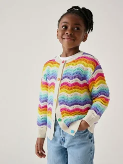 Discount Little Bird by Jools Oliver Multi 100% Cotton Wavy Stripe Knitted Cardigan