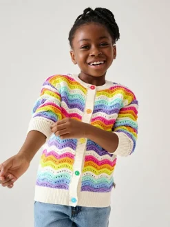 Discount Little Bird by Jools Oliver Multi 100% Cotton Wavy Stripe Knitted Cardigan