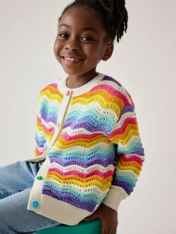 Discount Little Bird by Jools Oliver Multi 100% Cotton Wavy Stripe Knitted Cardigan