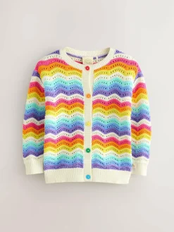 Discount Little Bird by Jools Oliver Multi 100% Cotton Wavy Stripe Knitted Cardigan