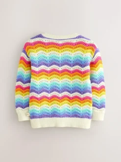 Discount Little Bird by Jools Oliver Multi 100% Cotton Wavy Stripe Knitted Cardigan