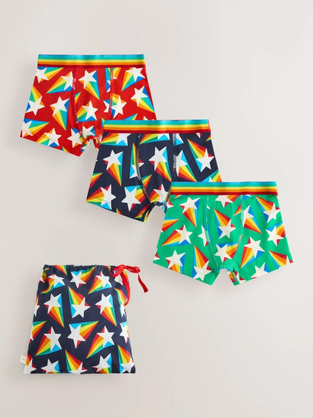 Little Bird by Jools Oliver Rainbow Shooting Star Boxers 3 Pack^BOY Underwear