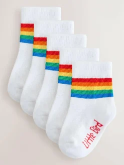 Best Little Bird by Jools Oliver White Bright Rainbow Stripe Socks Baby 5 Pack