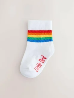 Best Little Bird by Jools Oliver White Bright Rainbow Stripe Socks Baby 5 Pack