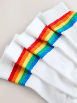 Best Little Bird by Jools Oliver White Bright Rainbow Stripe Socks Baby 5 Pack
