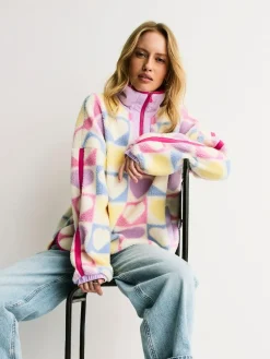 Little Bird by Jools Oliver Multi Heart Colourblock Borg Fleece^Women Hoodies & Sweatshirts|Coats & Jackets