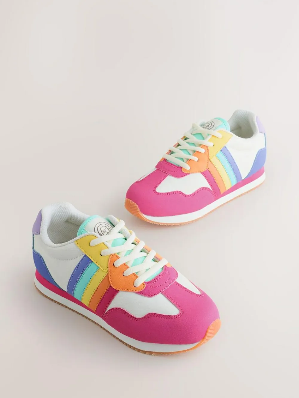 Little Bird by Jools Oliver Pink Older Pastel Rainbow Retro Runner Trainers^BOY Sneakers|Sneakers
