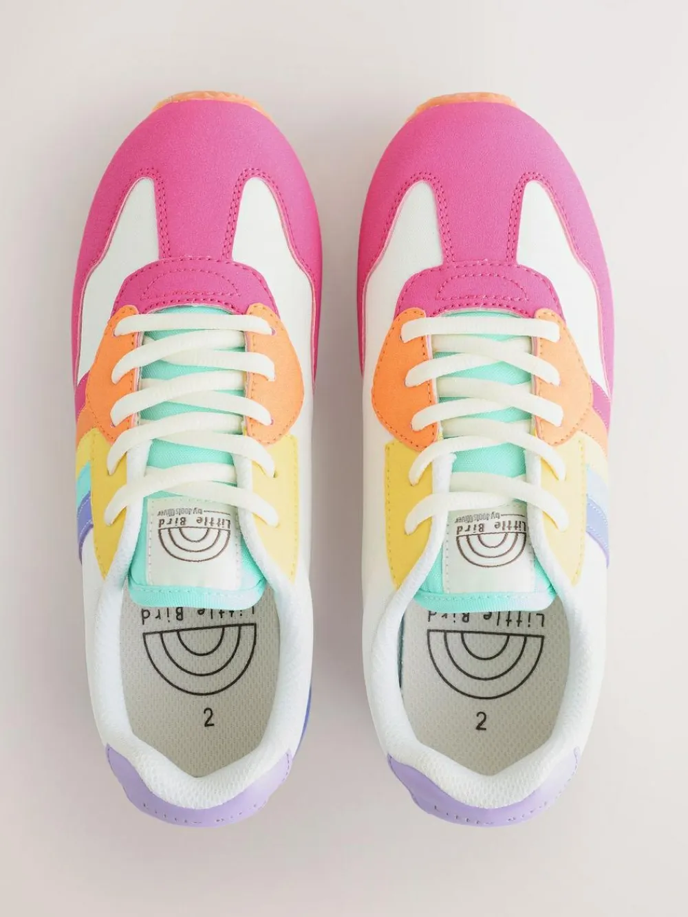 Little Bird by Jools Oliver Pink Older Pastel Rainbow Retro Runner Trainers^BOY Sneakers|Sneakers