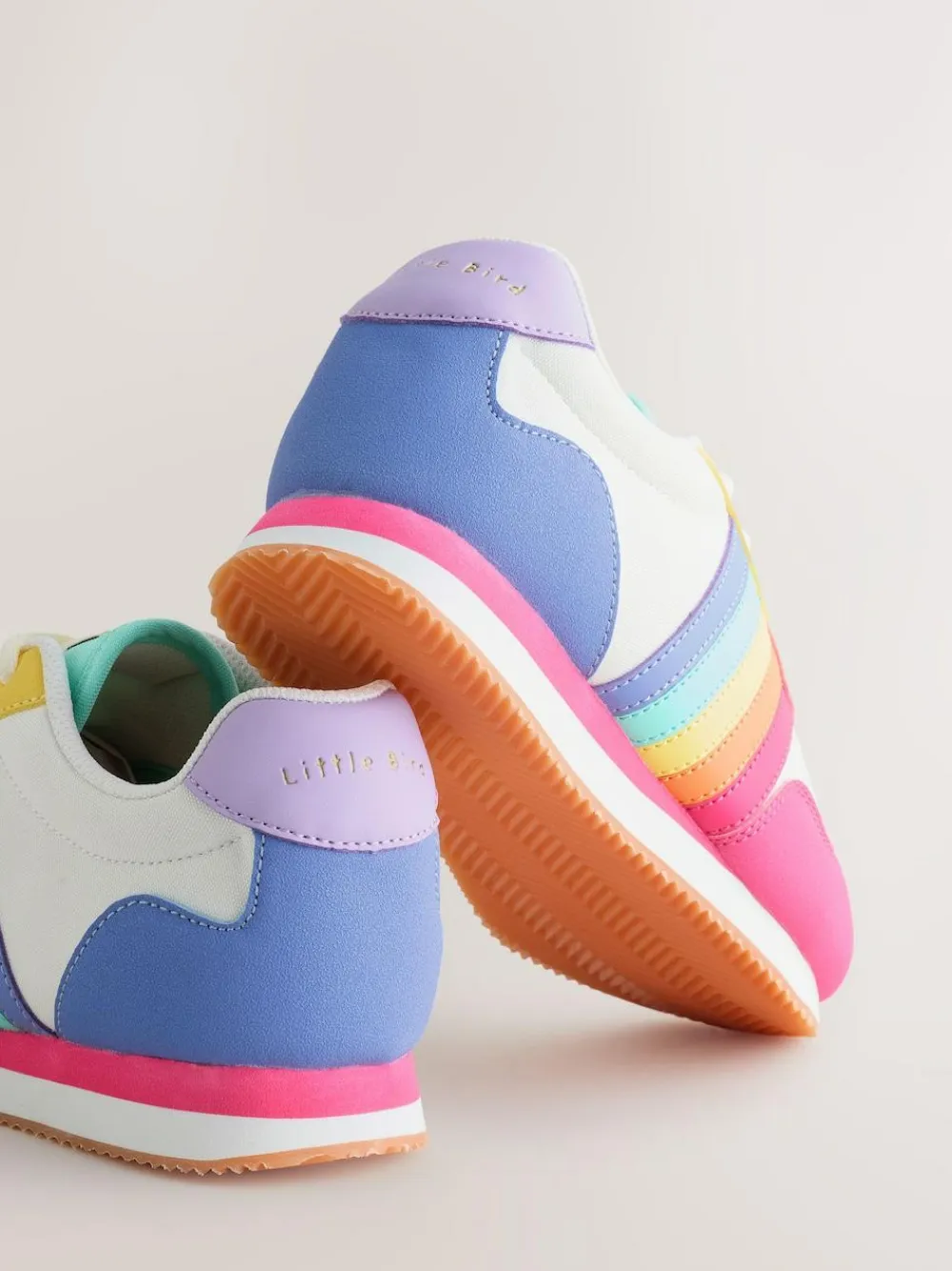 Little Bird by Jools Oliver Pink Older Pastel Rainbow Retro Runner Trainers^BOY Sneakers|Sneakers