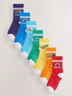 Best Little Bird by Jools Oliver Multi Bright Rainbow Days Of The Week Socks 7 Pack