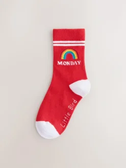 Best Little Bird by Jools Oliver Multi Bright Rainbow Days Of The Week Socks 7 Pack