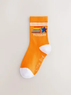 Best Little Bird by Jools Oliver Multi Bright Rainbow Days Of The Week Socks 7 Pack