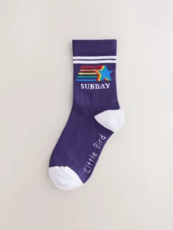 Best Little Bird by Jools Oliver Multi Bright Rainbow Days Of The Week Socks 7 Pack