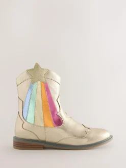 Best Little Bird by Jools Oliver Gold Metallic Western Ankle Boots