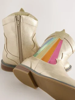 Best Little Bird by Jools Oliver Gold Metallic Western Ankle Boots