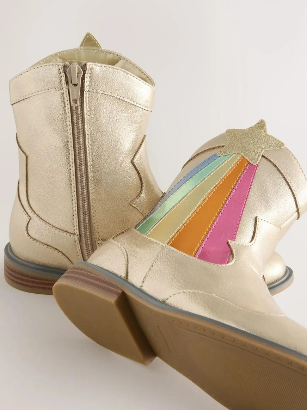 Best Little Bird by Jools Oliver Gold Metallic Western Ankle Boots