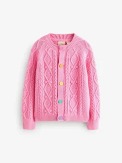Discount Little Bird by Jools Oliver Knitted Cable Cotton Cardigan Pink