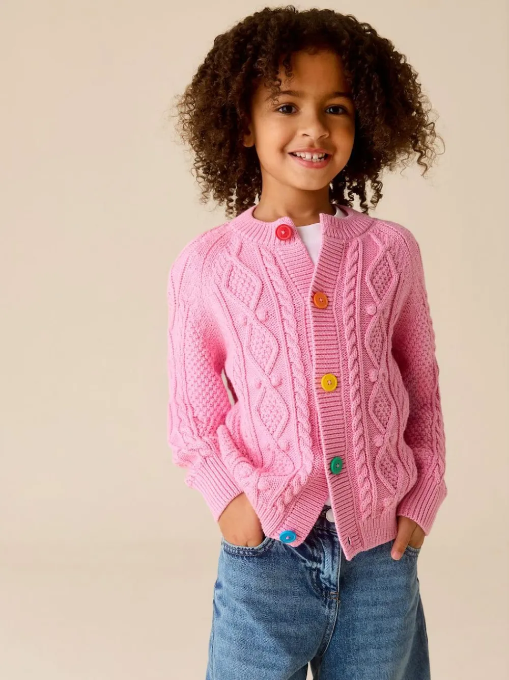 Discount Little Bird by Jools Oliver Knitted Cable Cotton Cardigan Pink