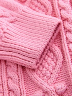 Discount Little Bird by Jools Oliver Knitted Cable Cotton Cardigan Pink