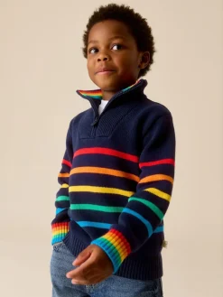 Little Bird by Jools Oliver Navy Knitted Long Sleeve 1/4 Zip Jumper