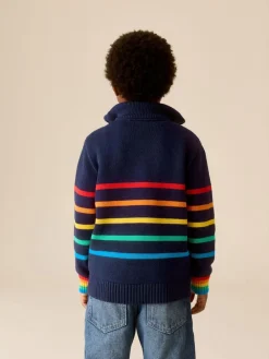 Little Bird by Jools Oliver Navy Knitted Long Sleeve 1/4 Zip Jumper