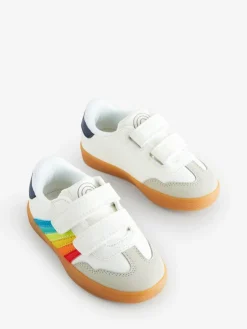 Little Bird by Jools Oliver White Younger Gum Sole Trainers with Rainbow Stripe^BOY Sneakers|Sneakers