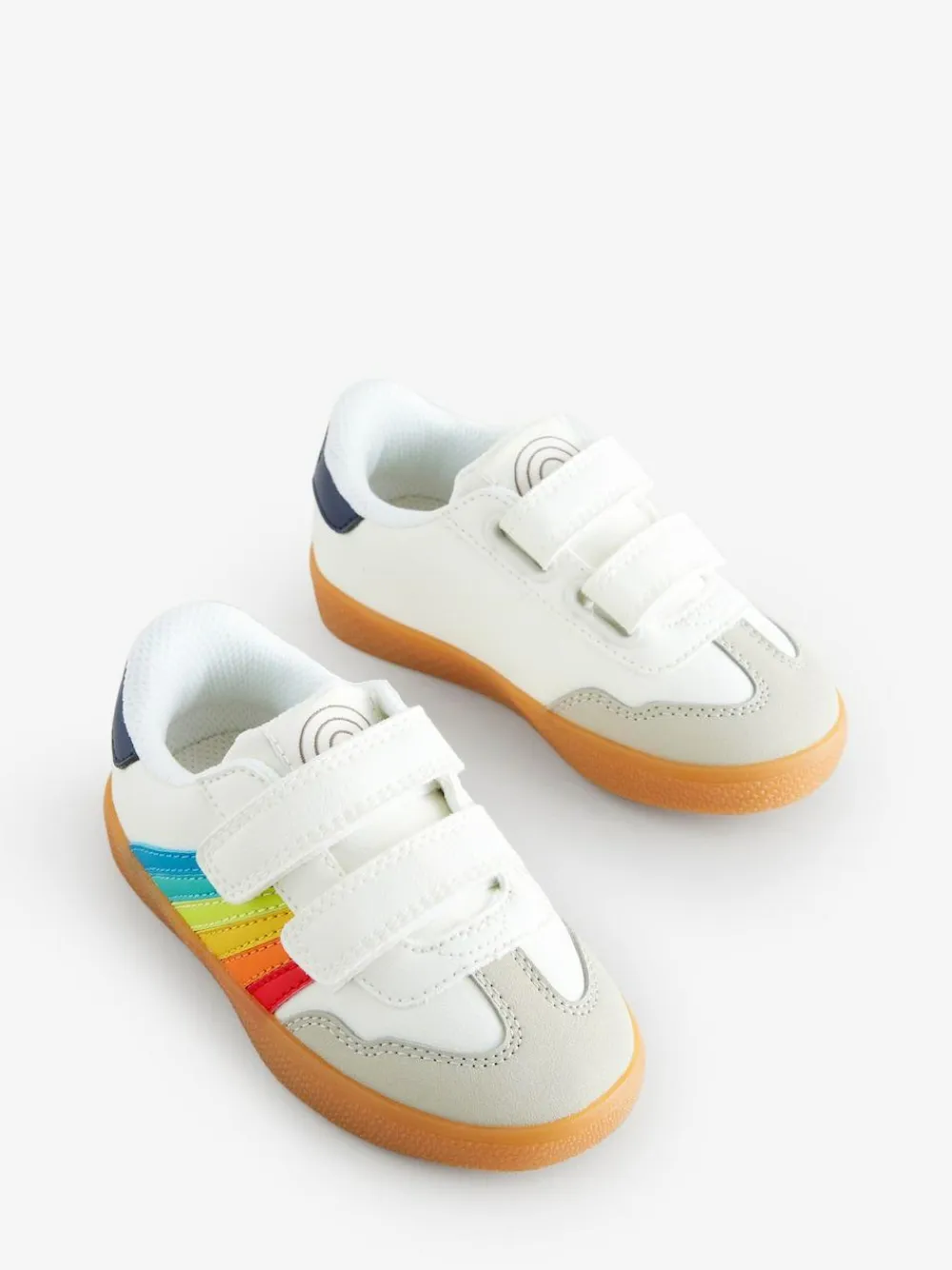 Little Bird by Jools Oliver White Younger Gum Sole Trainers with Rainbow Stripe^BOY Sneakers|Sneakers
