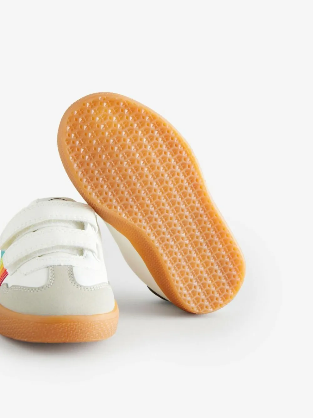 Little Bird by Jools Oliver White Younger Gum Sole Trainers with Rainbow Stripe^BOY Sneakers|Sneakers