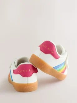 Little Bird by Jools Oliver White Younger Gum Sole Trainers with Rainbow Stripe^ Sneakers|Sneakers