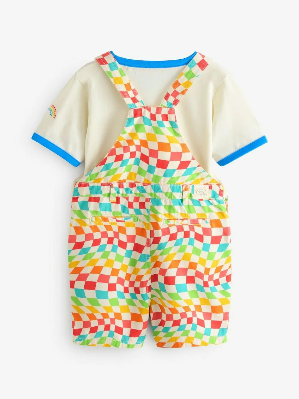 Outlet Little Bird by Jools Oliver Multi Rainbow Checkerboard Twill Dungarees