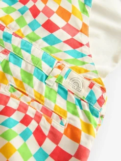 Outlet Little Bird by Jools Oliver Multi Rainbow Checkerboard Twill Dungarees