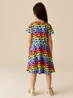 Discount Little Bird by Jools Oliver Rainbow Hearts Short Sleeve Jersey Skater Dress