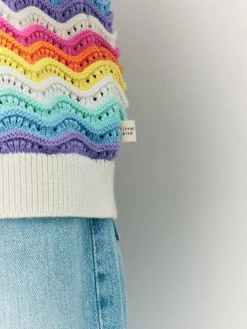 Hot Little Bird by Jools Oliver Multi Pastel Wavy Stripe Knitted Cardigan