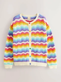 Hot Little Bird by Jools Oliver Multi Pastel Wavy Stripe Knitted Cardigan