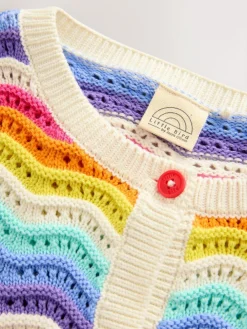 Hot Little Bird by Jools Oliver Multi Pastel Wavy Stripe Knitted Cardigan