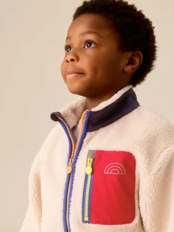 Discount Little Bird by Jools Oliver Cream Colourblock Borg Fleece