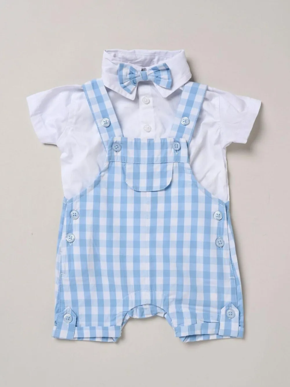 Little Gent 100% Cotton Bodysuit Shirt Dungarees and Bowtie Outfit Set^BOY Dungarees