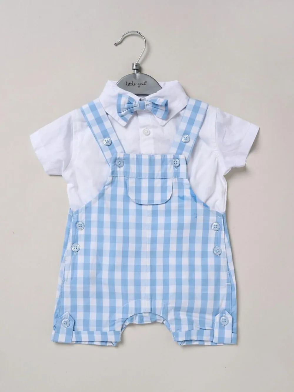 Little Gent 100% Cotton Bodysuit Shirt Dungarees and Bowtie Outfit Set^BOY Dungarees
