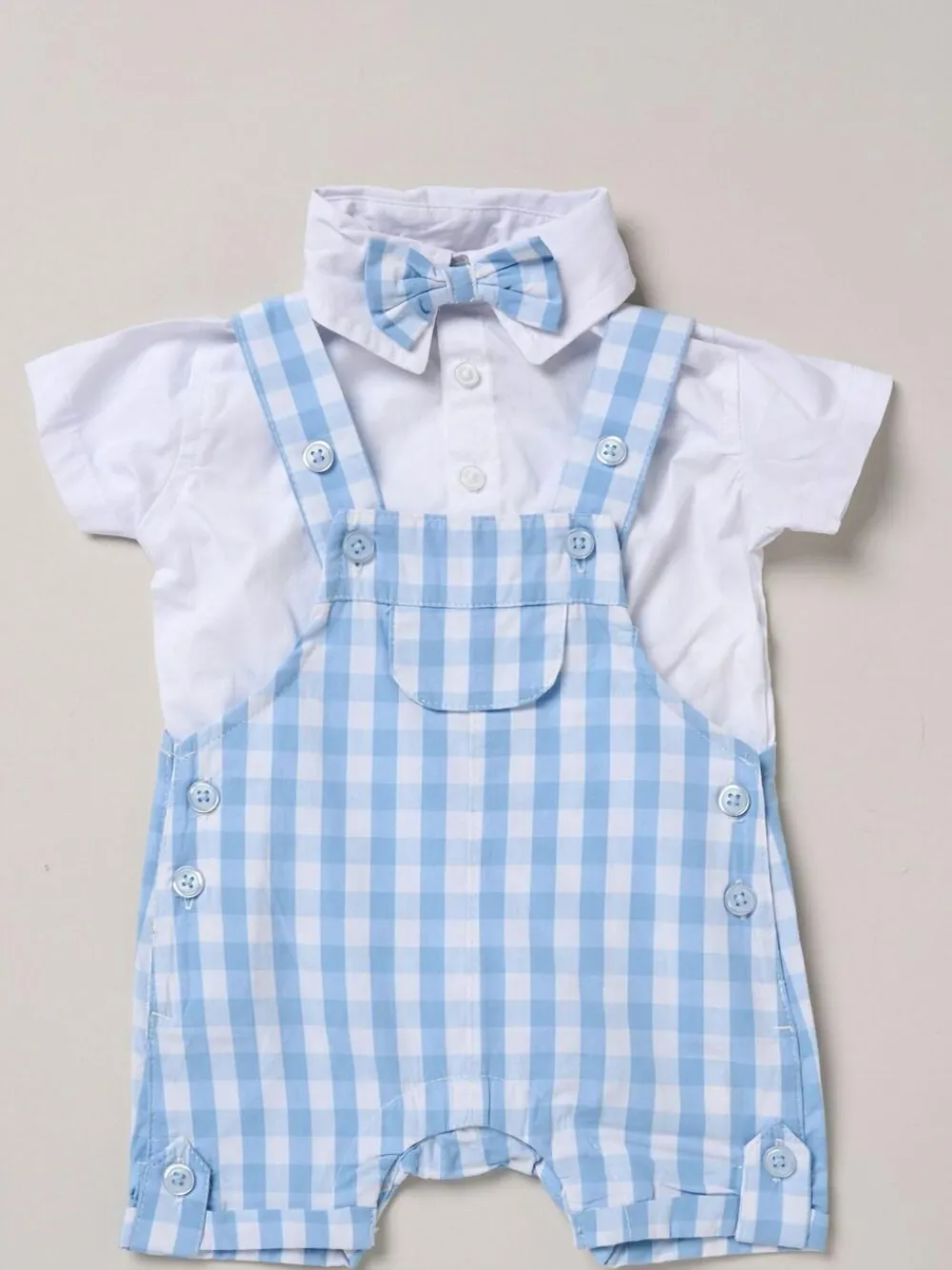 Little Gent 100% Cotton Bodysuit Shirt Dungarees and Bowtie Outfit Set^BOY Dungarees