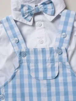 Little Gent 100% Cotton Bodysuit Shirt Dungarees and Bowtie Outfit Set^BOY Dungarees