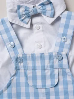 Little Gent 100% Cotton Bodysuit Shirt Dungarees and Bowtie Outfit Set^BOY Dungarees
