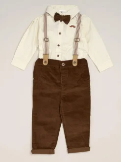 Little Gent Corduroy Bow Tie Mock Shirt and Trousers With Braces Outfit Set^BOY Shirts