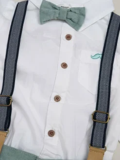 Little Gent Corduroy Bow Tie Mock Shirt and Trousers With Braces Outfit Set^BOY Shirts