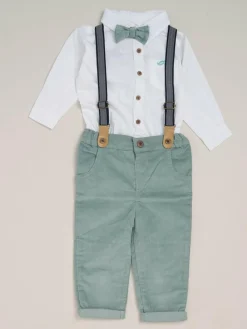 Clearance Little Gent Corduroy Bow Tie Mock Shirt and Trousers With Braces Outfit Set
